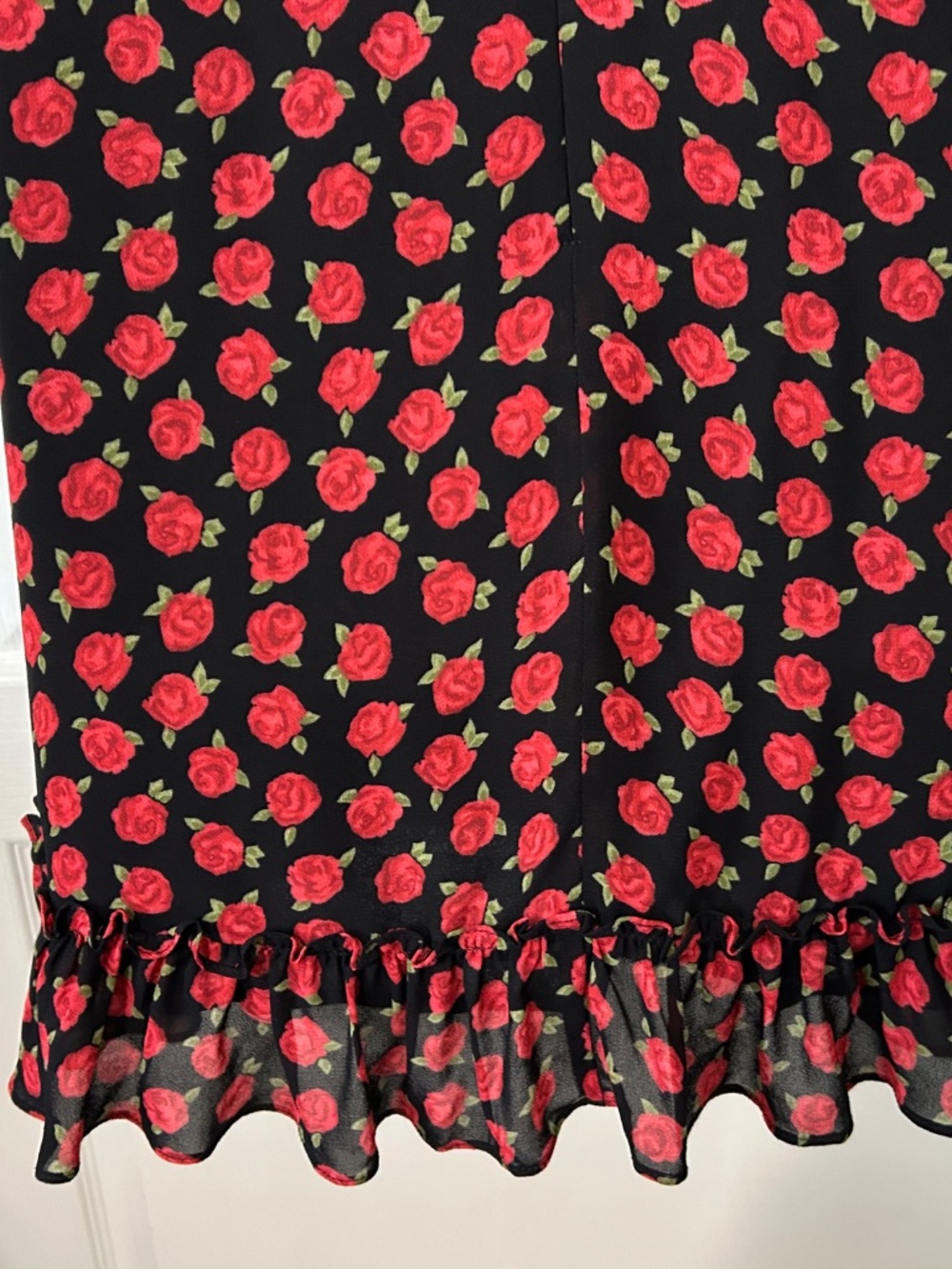 Dress Reformation Anthro Red Roses Ruffles Romantic - Picture 12 of 13